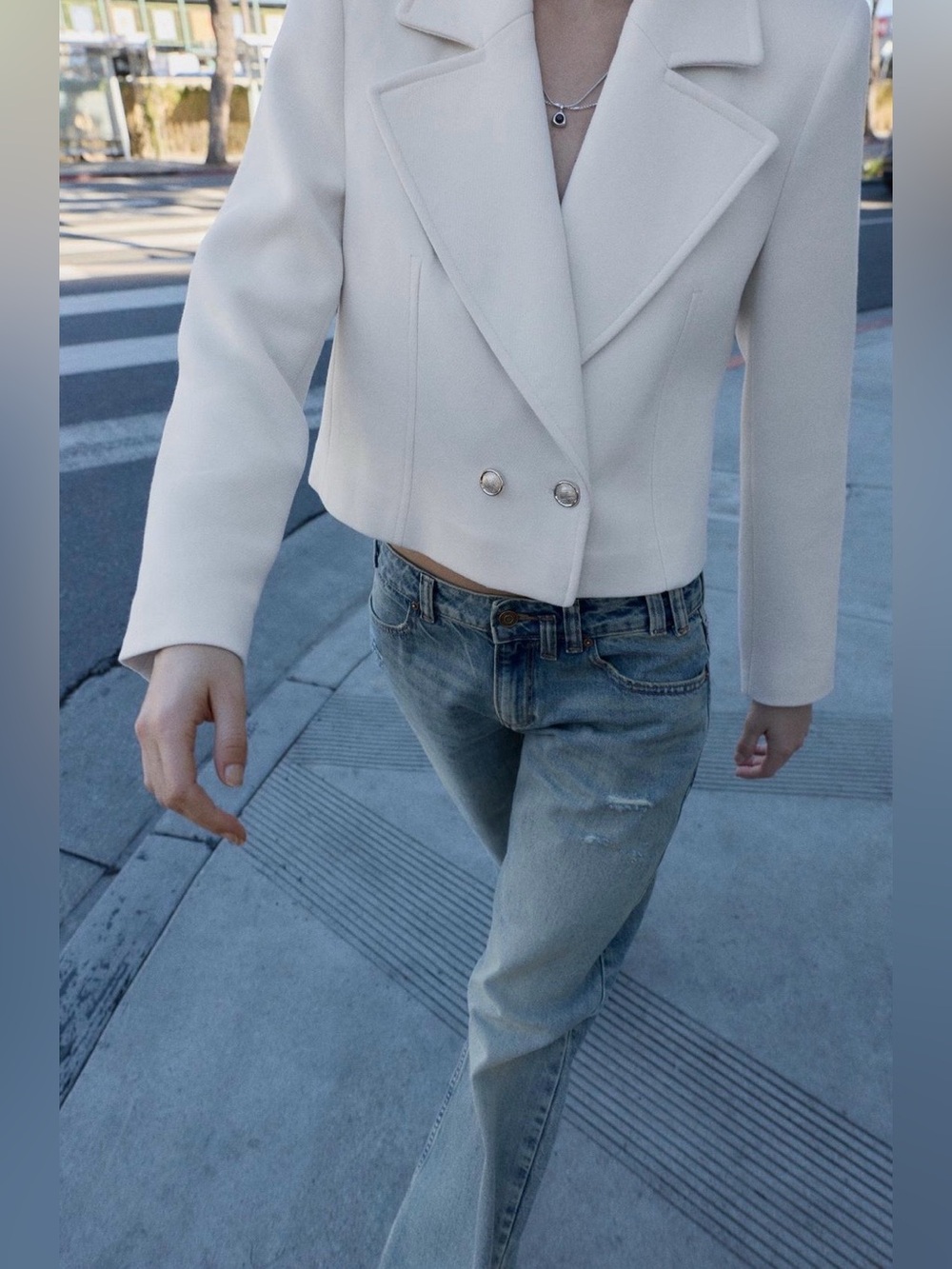 Zara NWT Cropped Double Breasted Blazer Gold Buttons